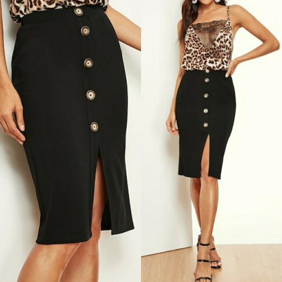 VIVA BOUTIQUE Dresses & Skirts - 🌿LAST ONE🌿VIVA | Button Front Split Black Skirt